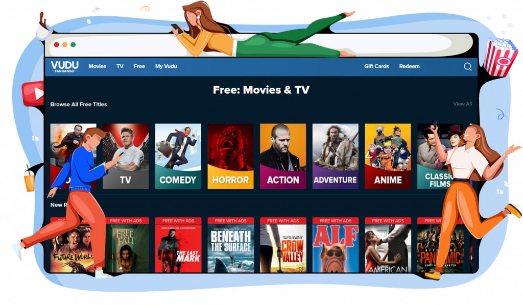 Free movies and and shows on Vudu