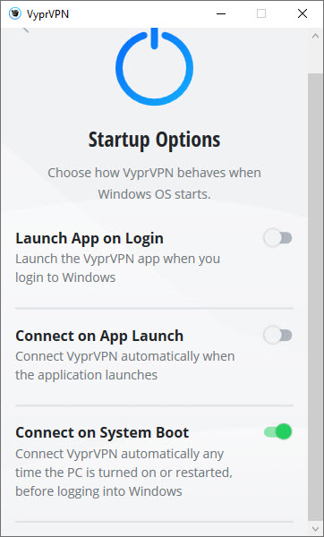 Connect on startup option
