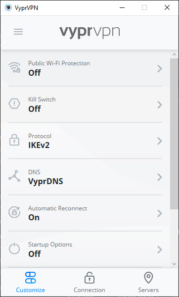VyprVPN customization features