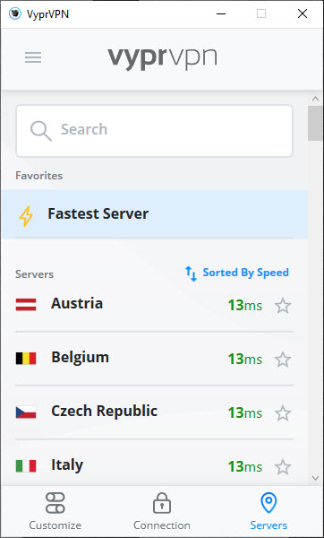 VyprVPN server list