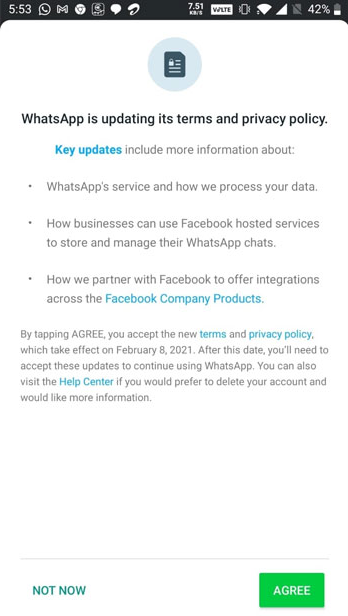 WhatsApp new privacy notice