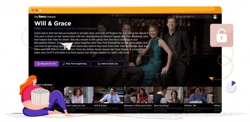 Will and Grace gratis streaming op het Roku-Channel 