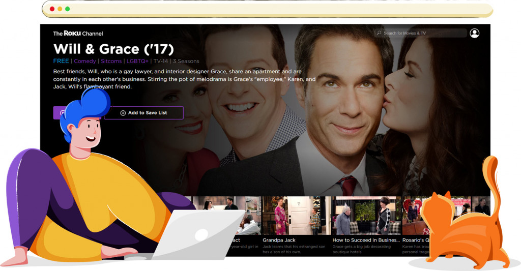 Will and Grace Reunion streaming gratis op de Roku Channel