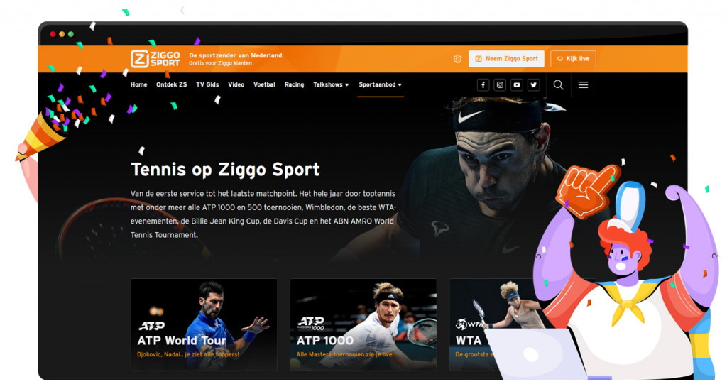 Tennis streaming op Ziggo Sport