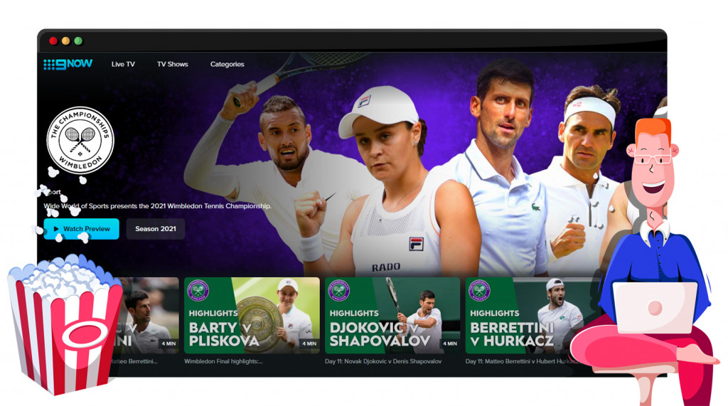 Wimbledon streaming on 9Now