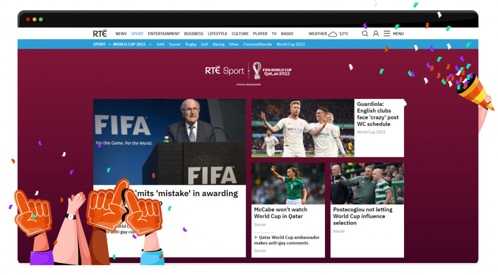 Football on RTE Player in Ireland
