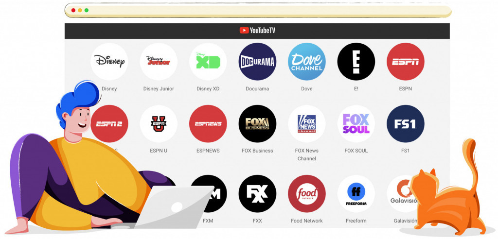 Live channels streaming on YouTube TV