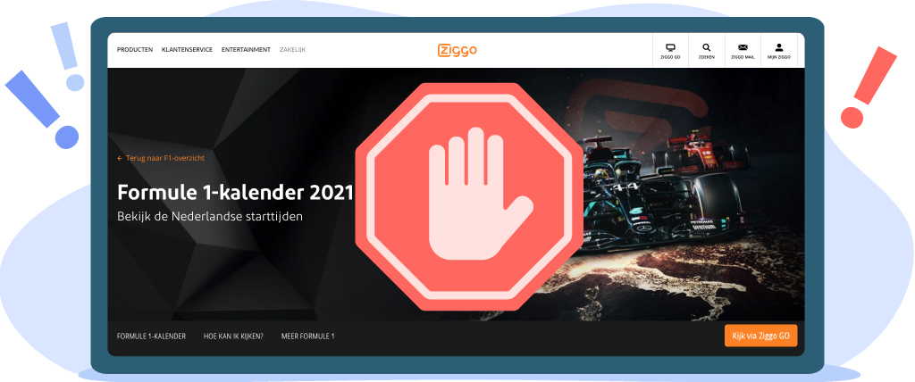 Formule 1 is onbeschikbaar op Ziggo in het buitenland